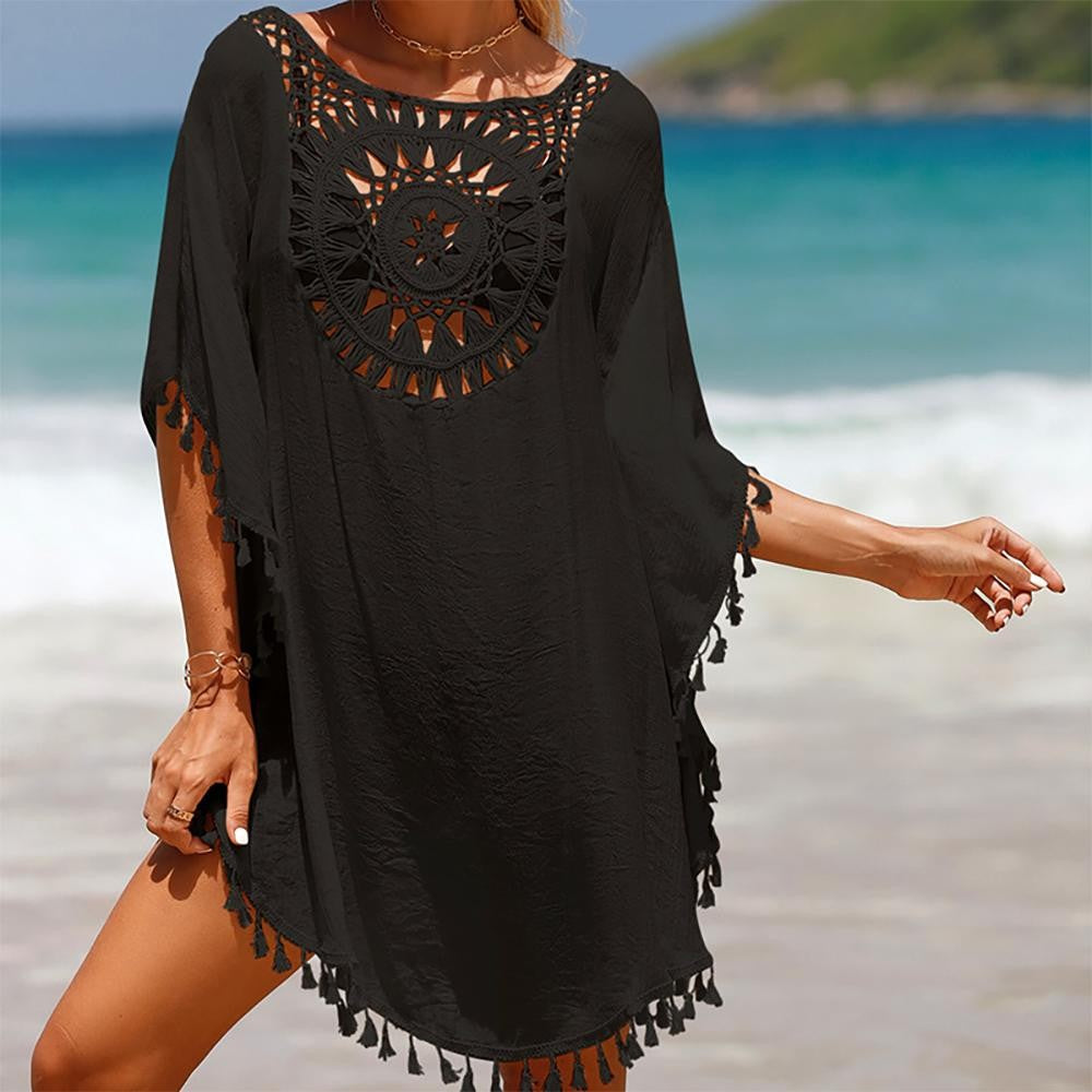 Sunburst Poncho in Black