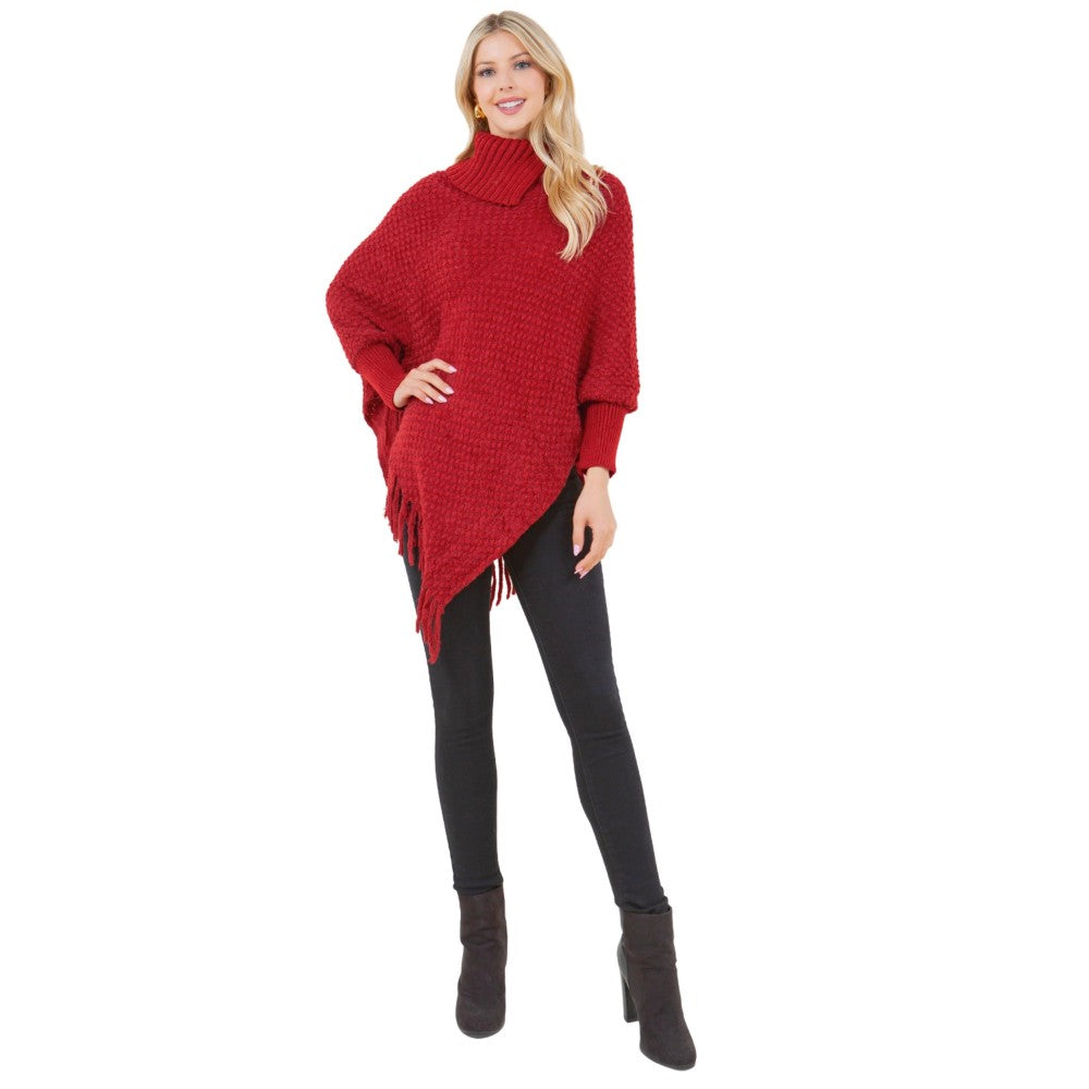 Red Cowl Poncho Top