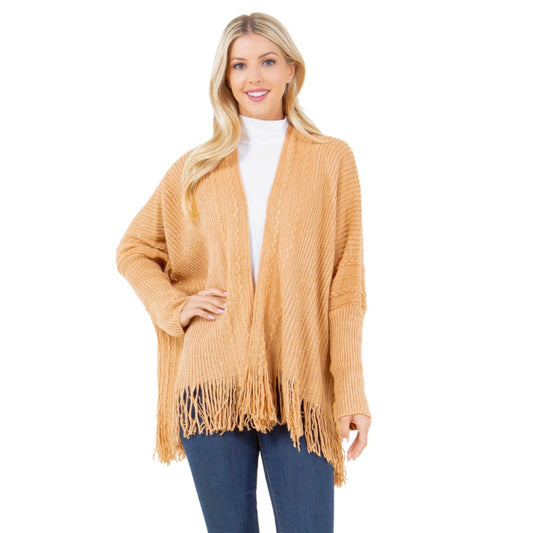 Golden Camel Fringe Cardigan