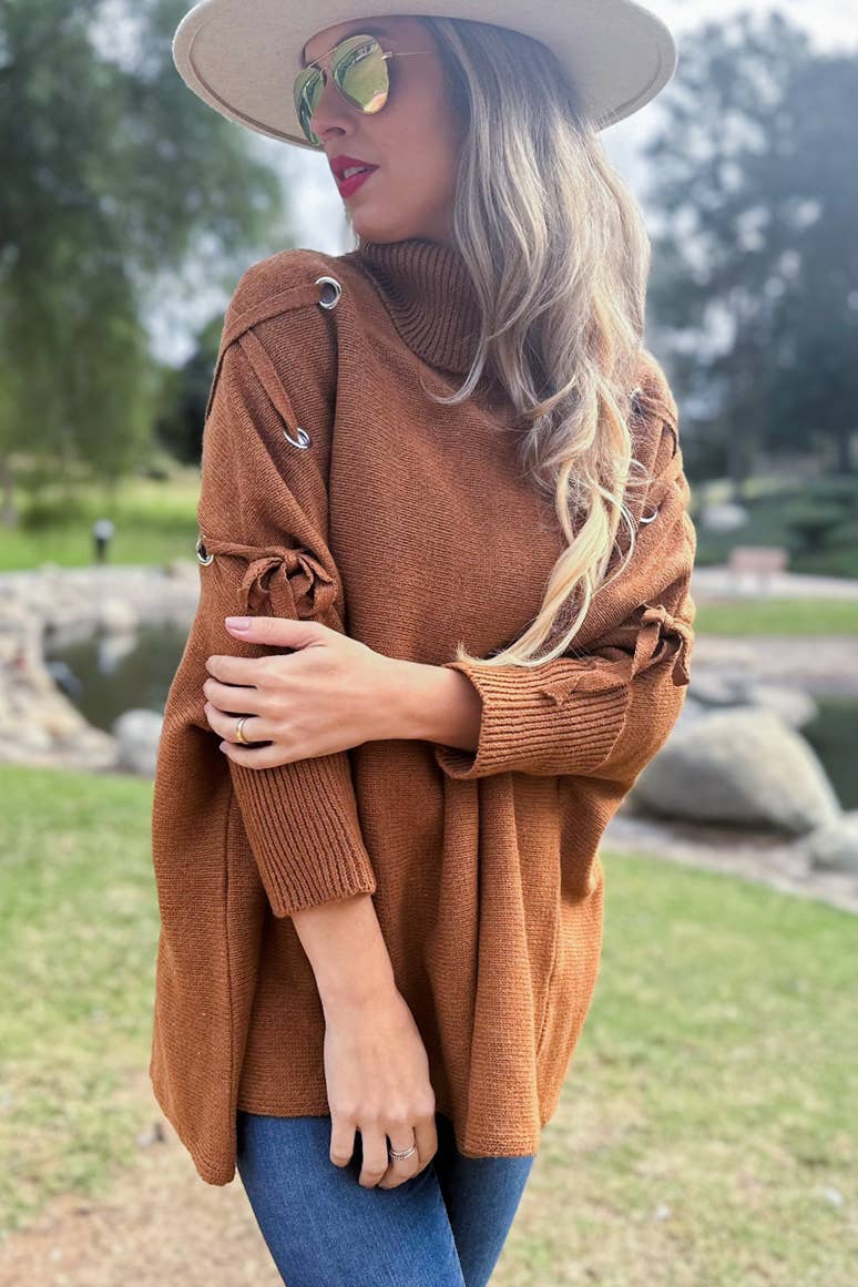 Lace Sleeve Turtleneck Top