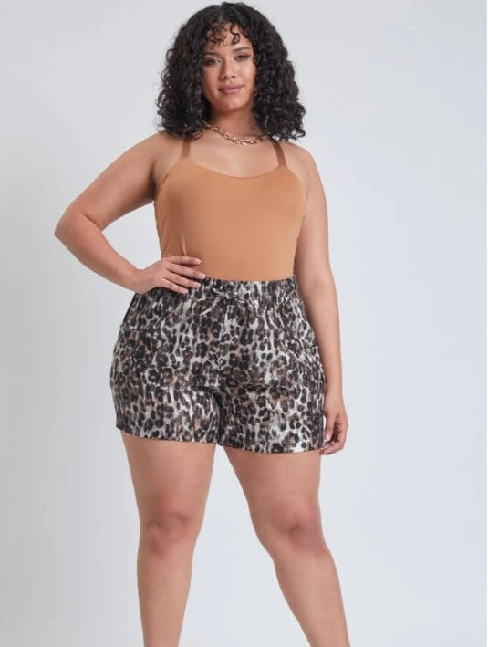Cheetah Print Linen Shorts