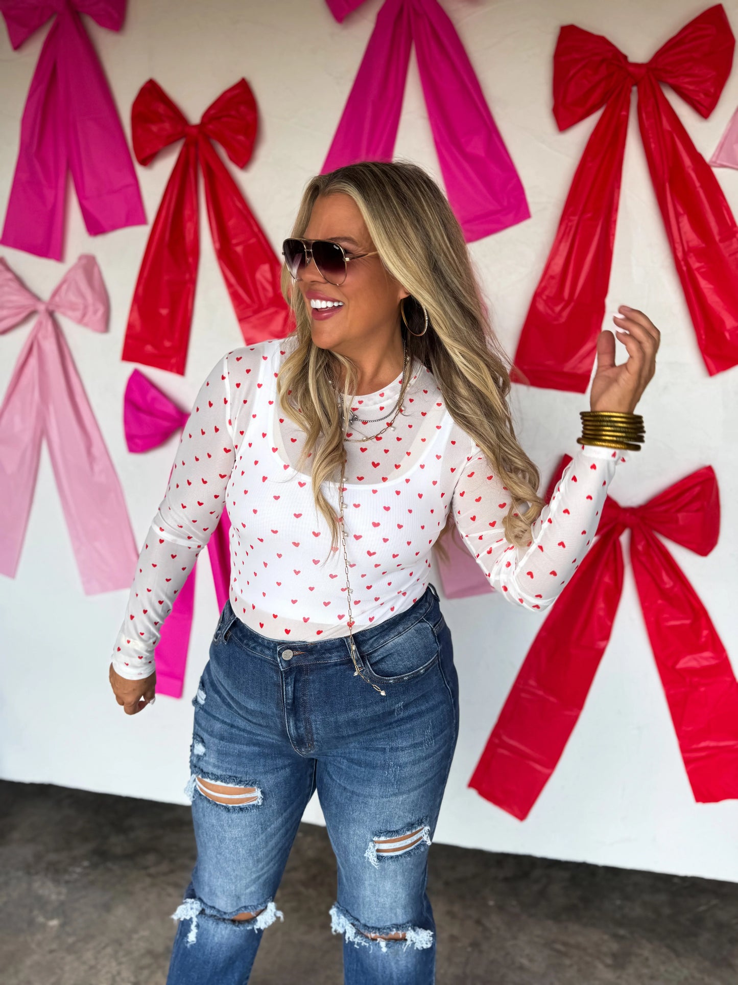 Tiny Hearts Sheer Mesh Top