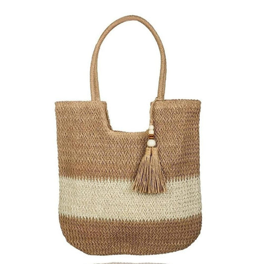 Two Tone Woven Tote Bag