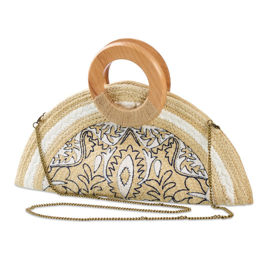Half Circle Woven Jute Handbag