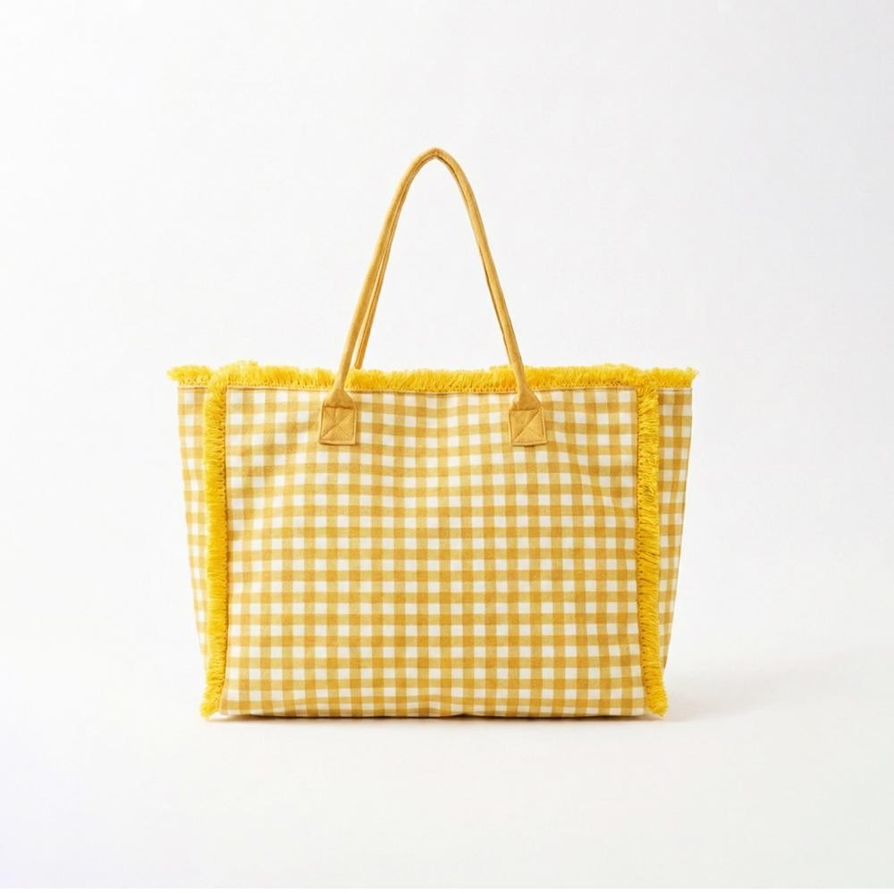 Yellow Gingham Tote Bag