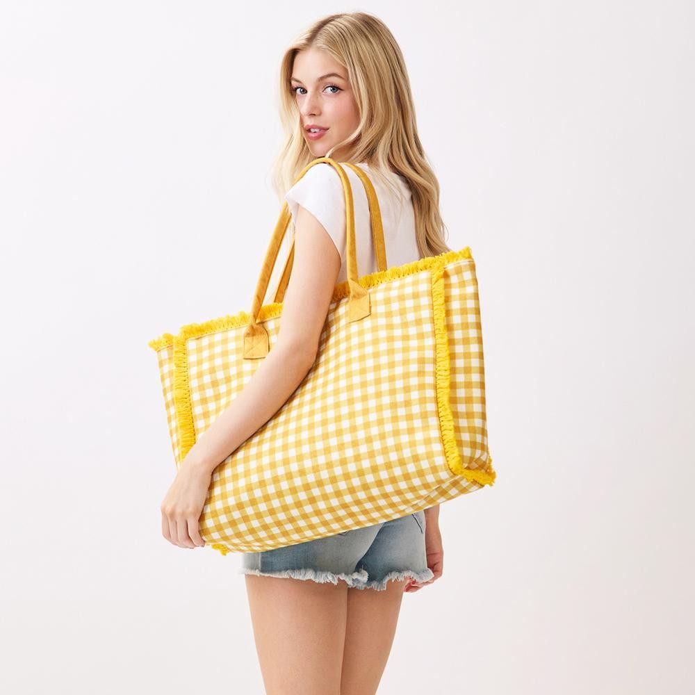 Yellow Gingham Tote Bag