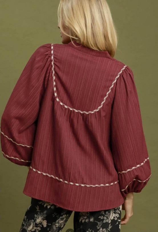 Textured Trim Blouse