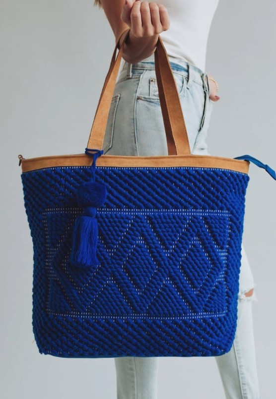 Electric Blue Diamond Pattern Tote Bag