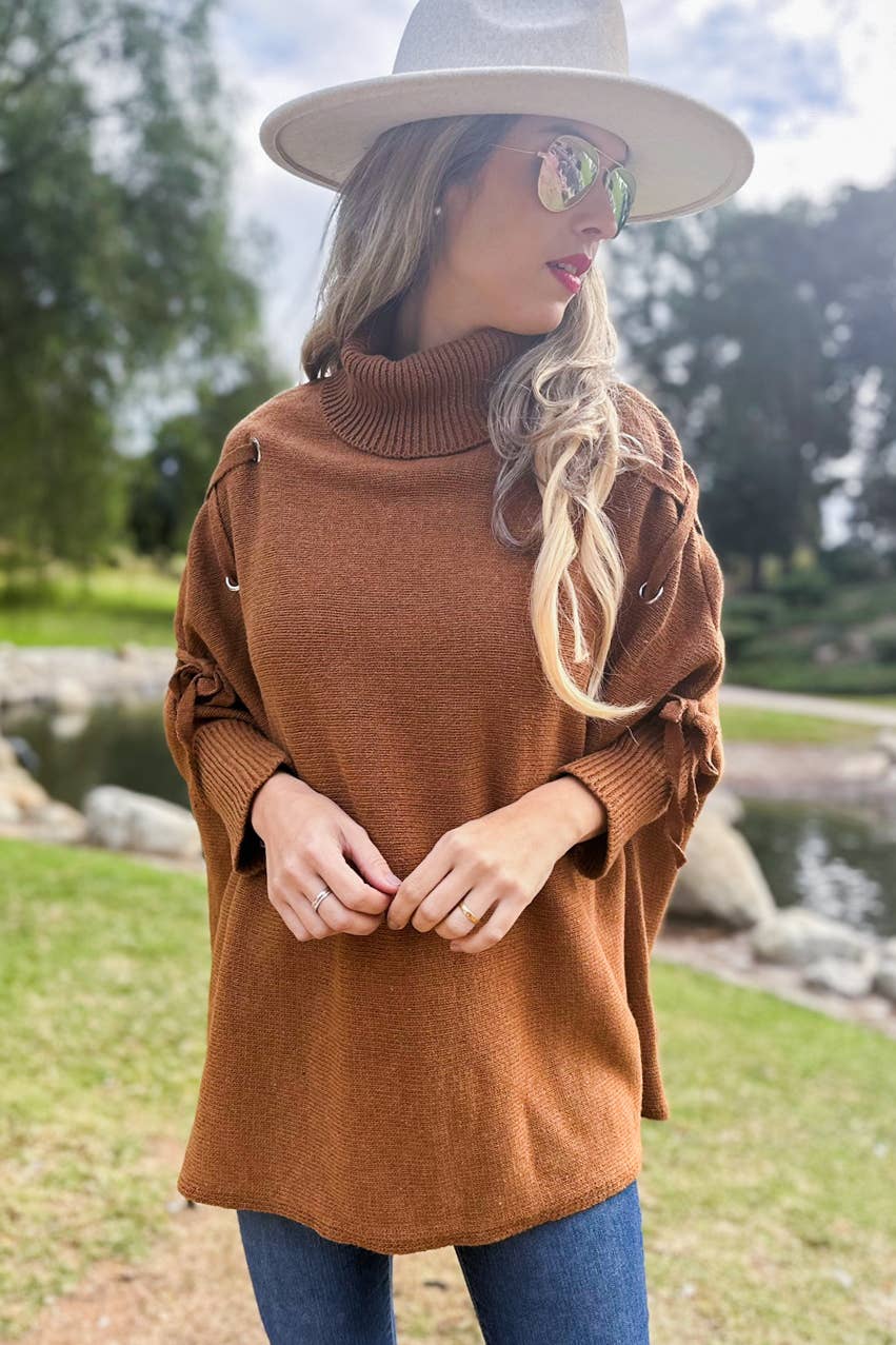 Lace Sleeve Turtleneck Top