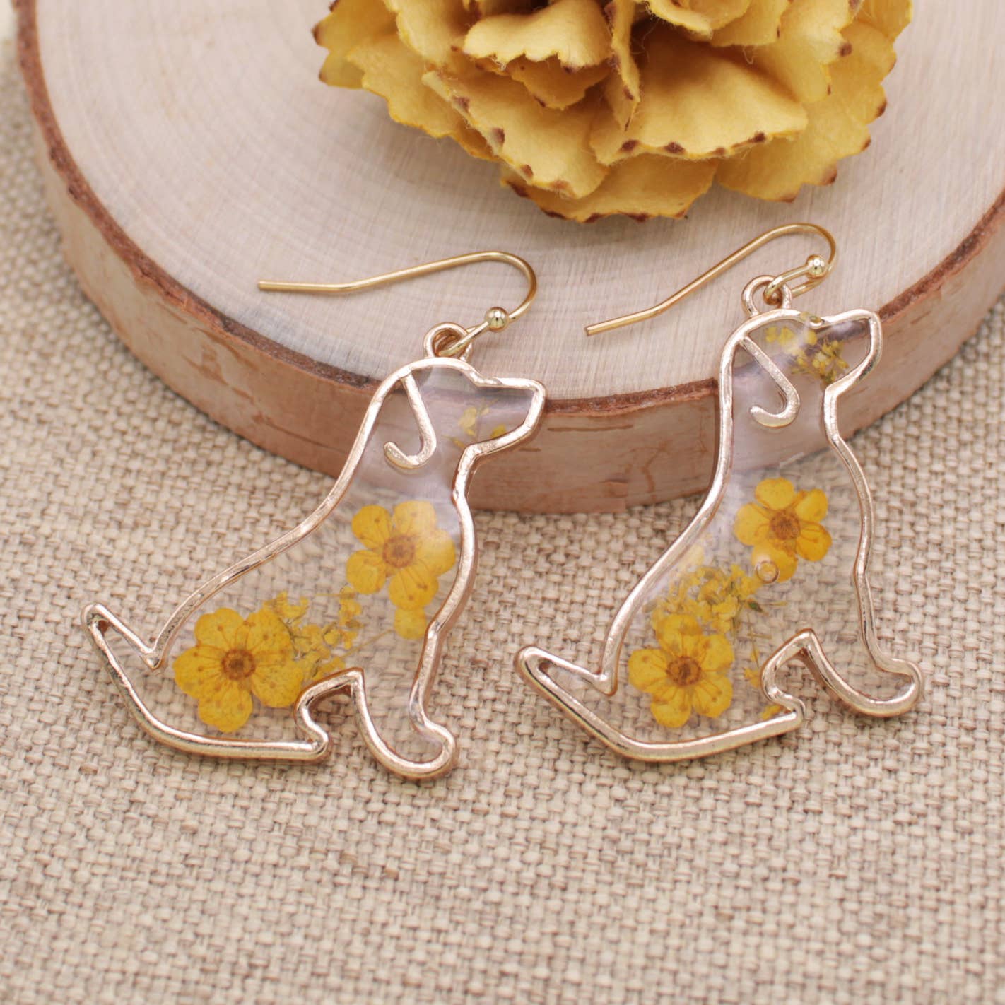 Dog Dried Flower Earrings