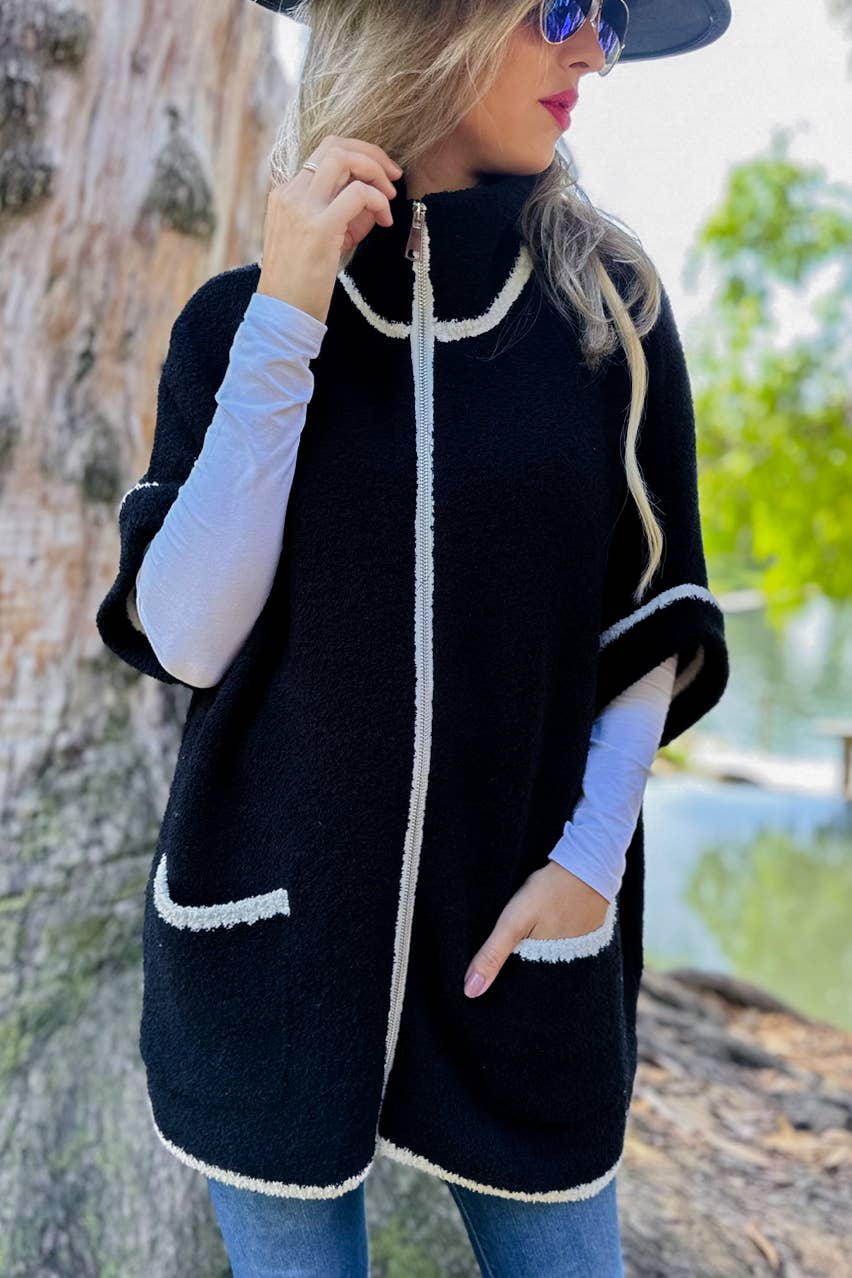 Zip-Up Knit Pocket Cardigan