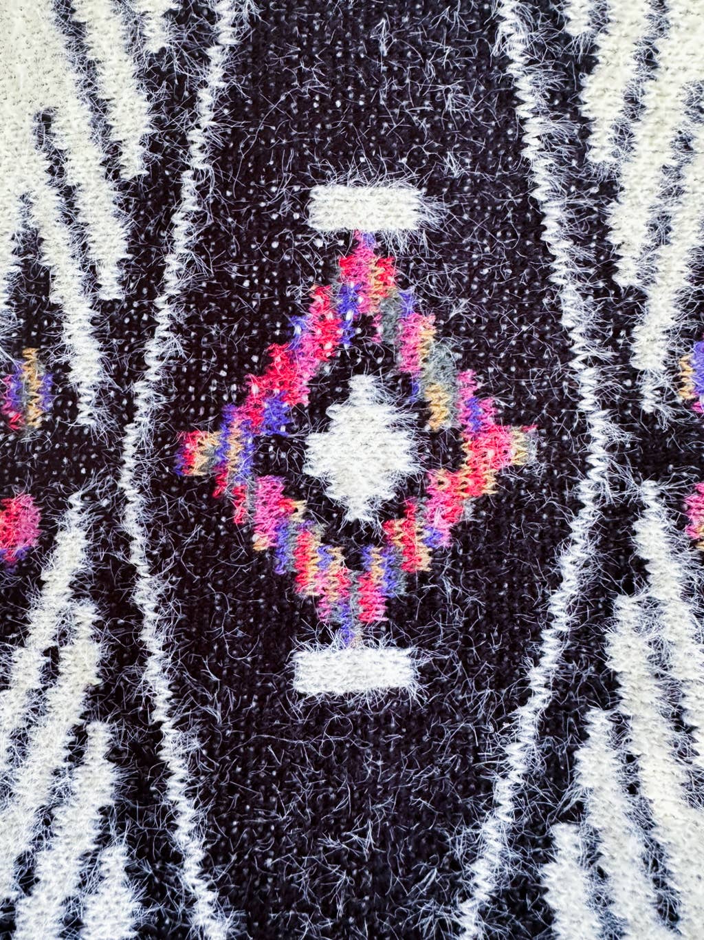Aztec Eyelash Knit Poncho