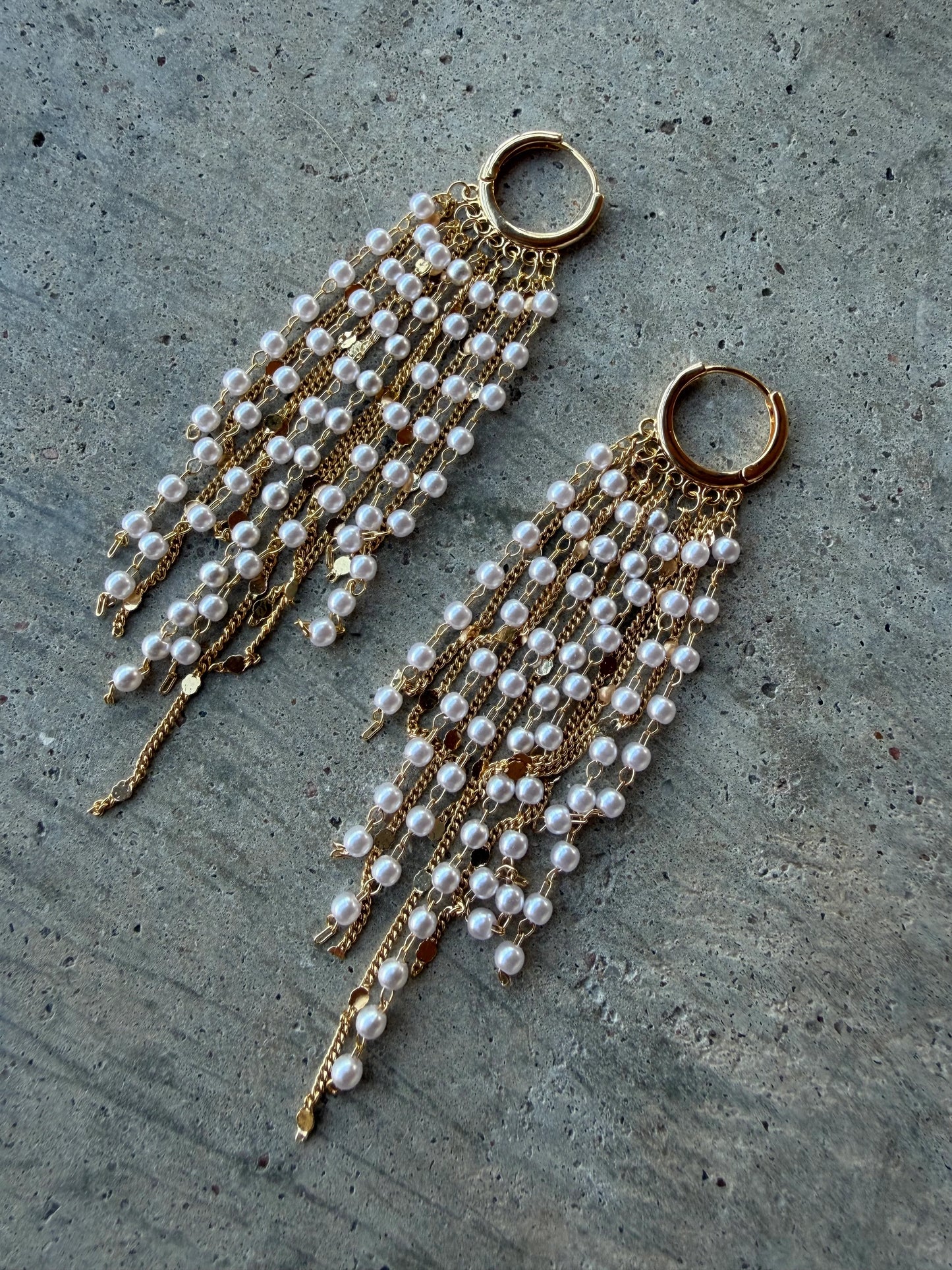 Pearl Fringe Dangle Earrings