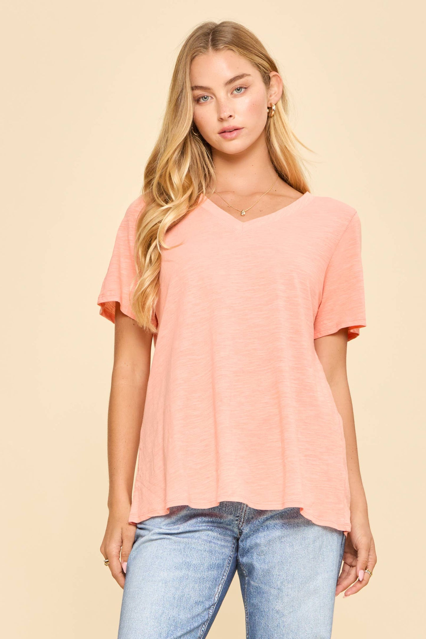 Cotton V-Neck Knit Top