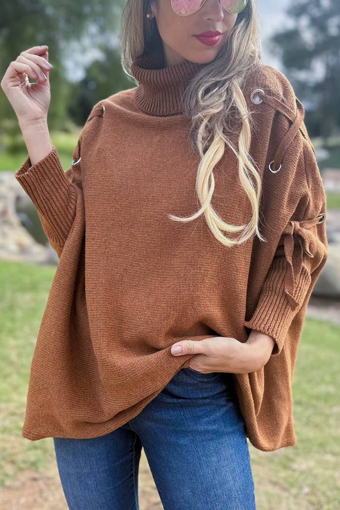 Lace Sleeve Turtleneck Top