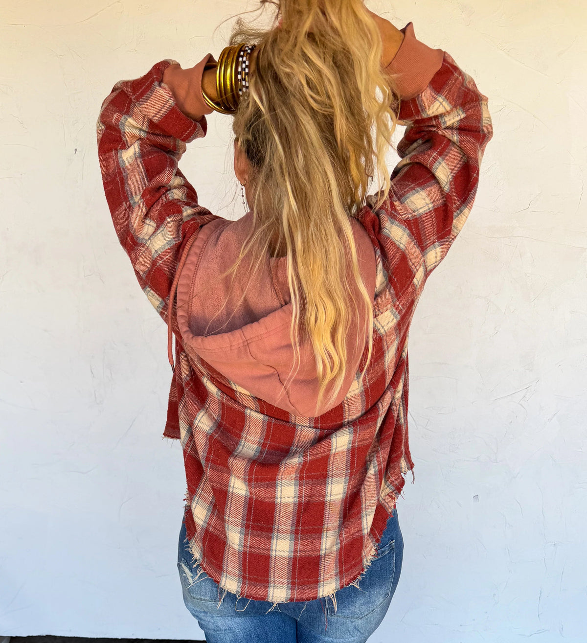 Red Plaid Hooded Shacket