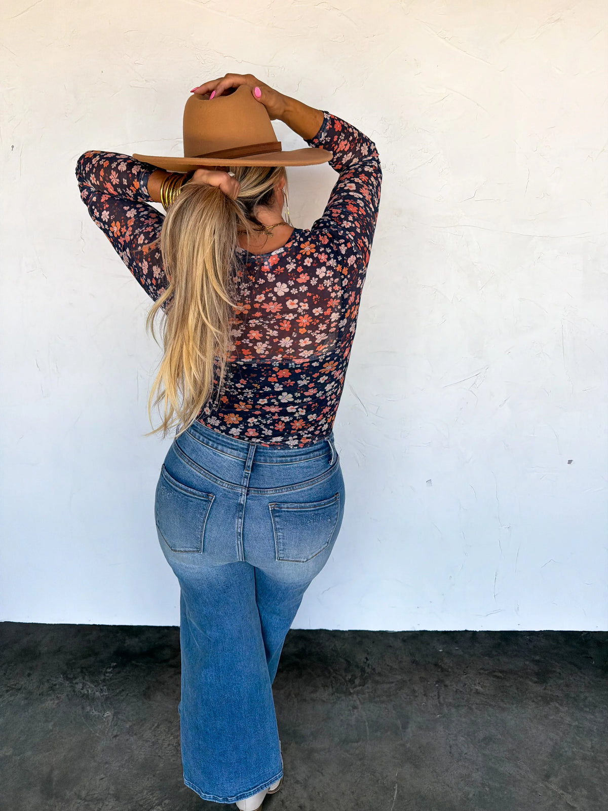 Floral Sheer Mesh Tops