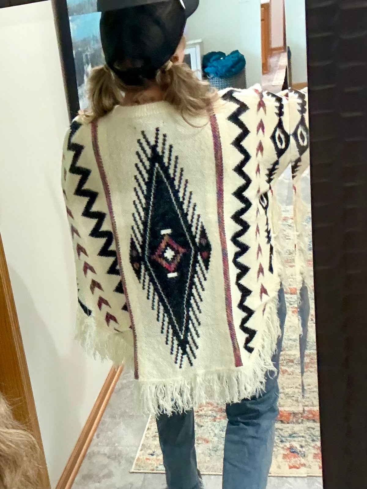 Aztec Eyelash Knit Poncho