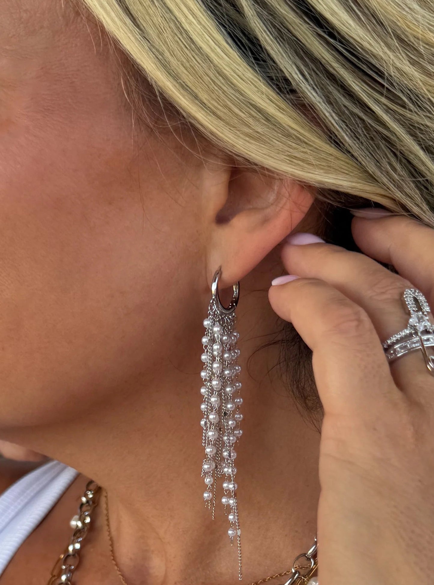 Pearl Fringe Dangle Earrings