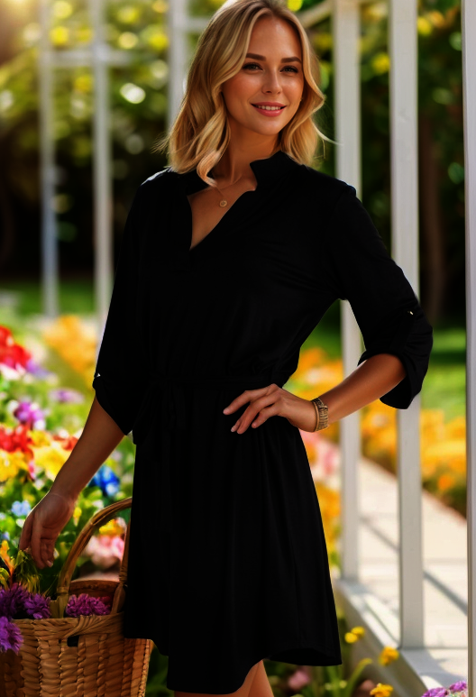 Mandarin Collar Shirtdress