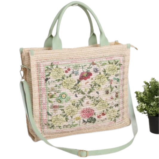 Floral Woven Tote