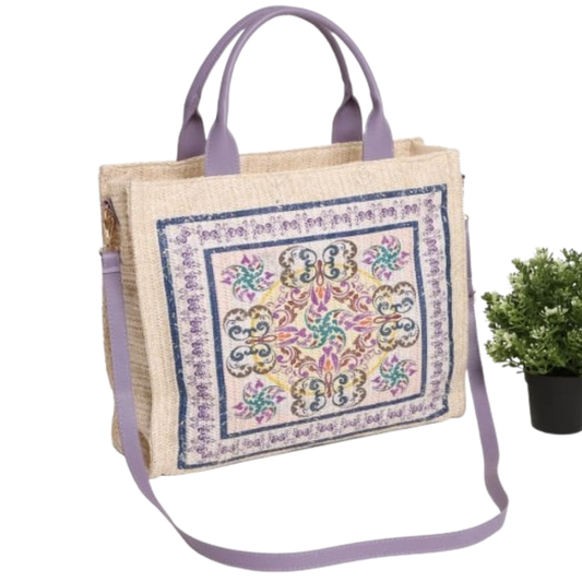 Tapestry Print Woven Tote