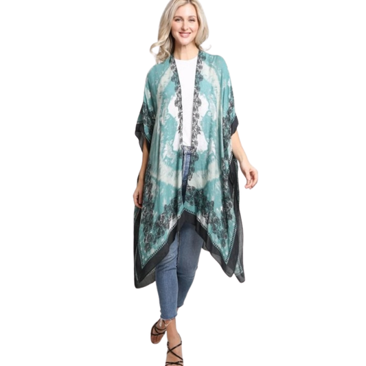 Teal Tie Dyed Kimono