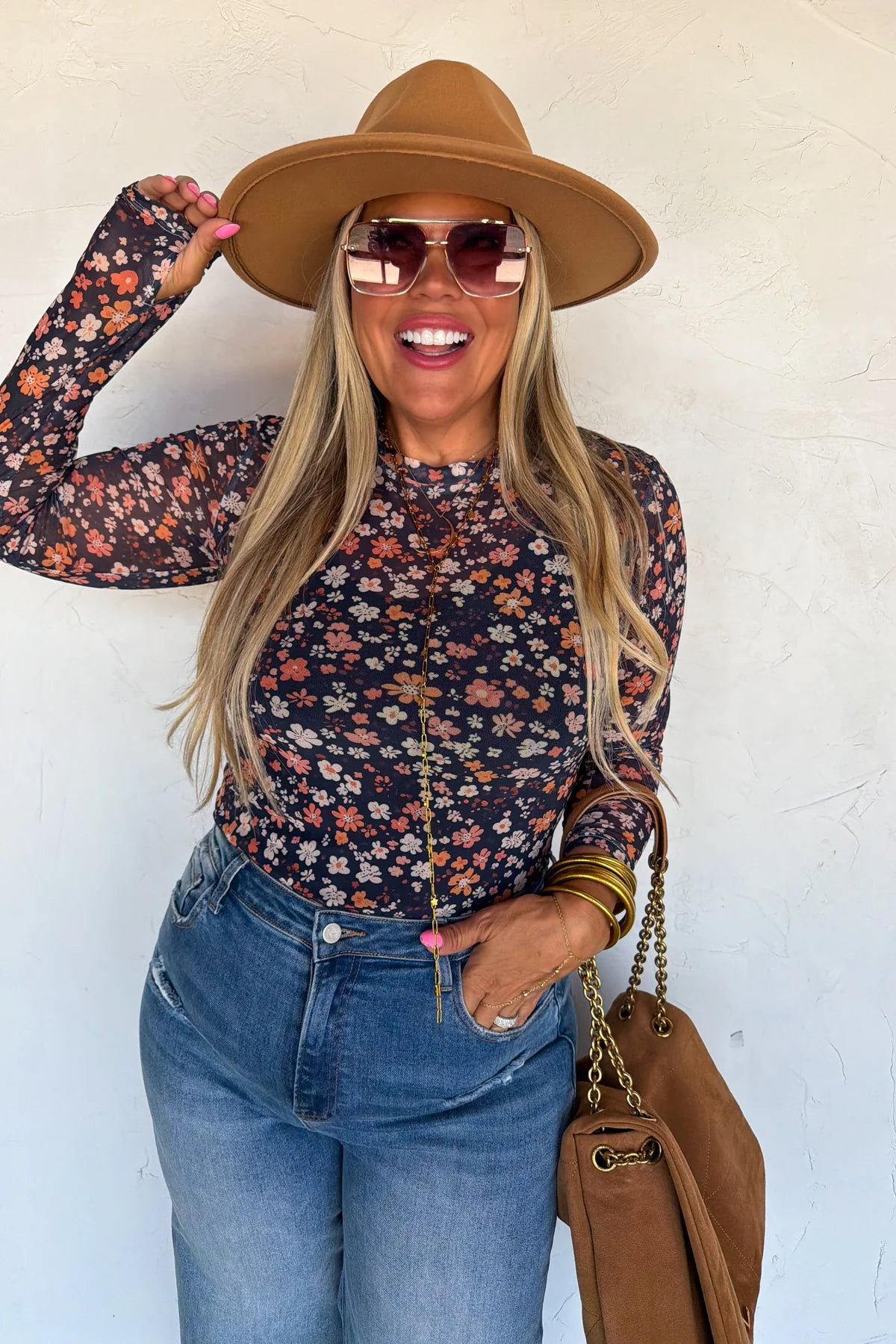 Floral Sheer Mesh Tops