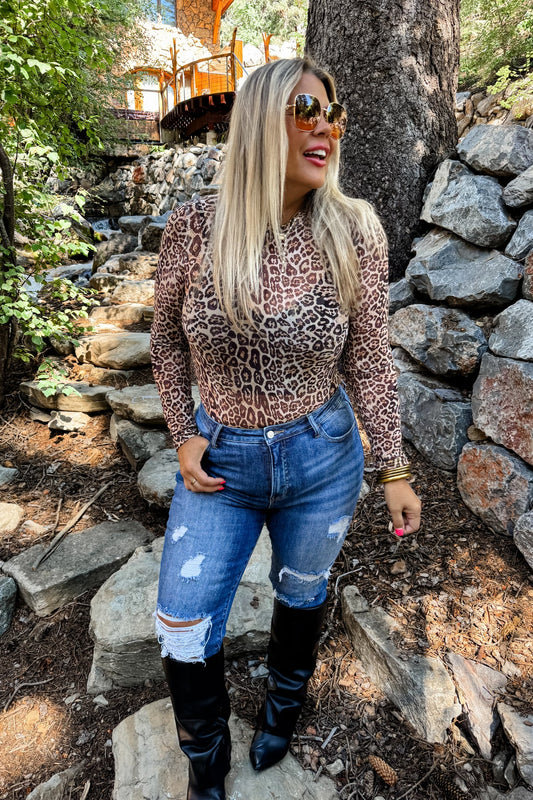 Animal Sheer Mesh Top