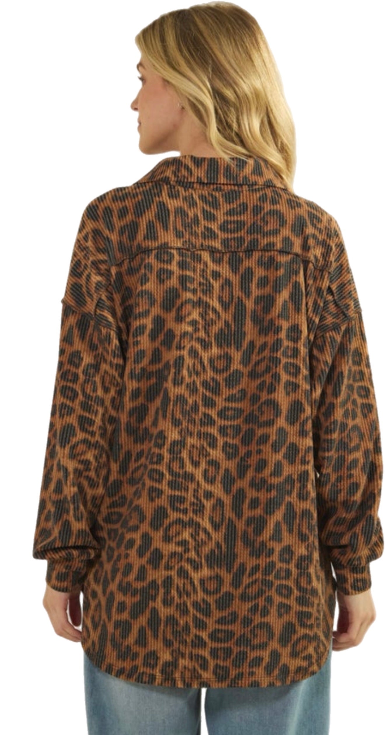 Urban Ribbed Cheetah Button Up Top