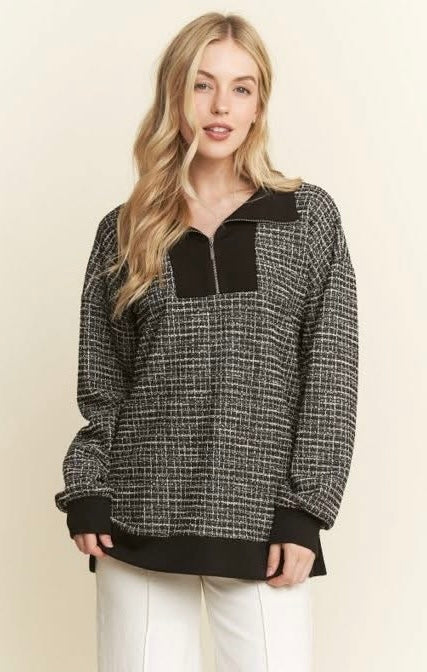 Jacquard Shimmer Zip Top