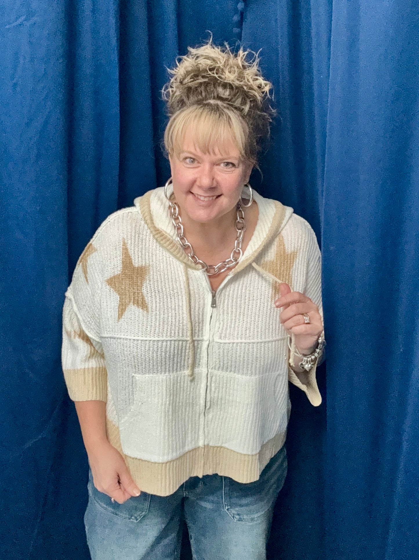 Starry Print Hoodie Sweater