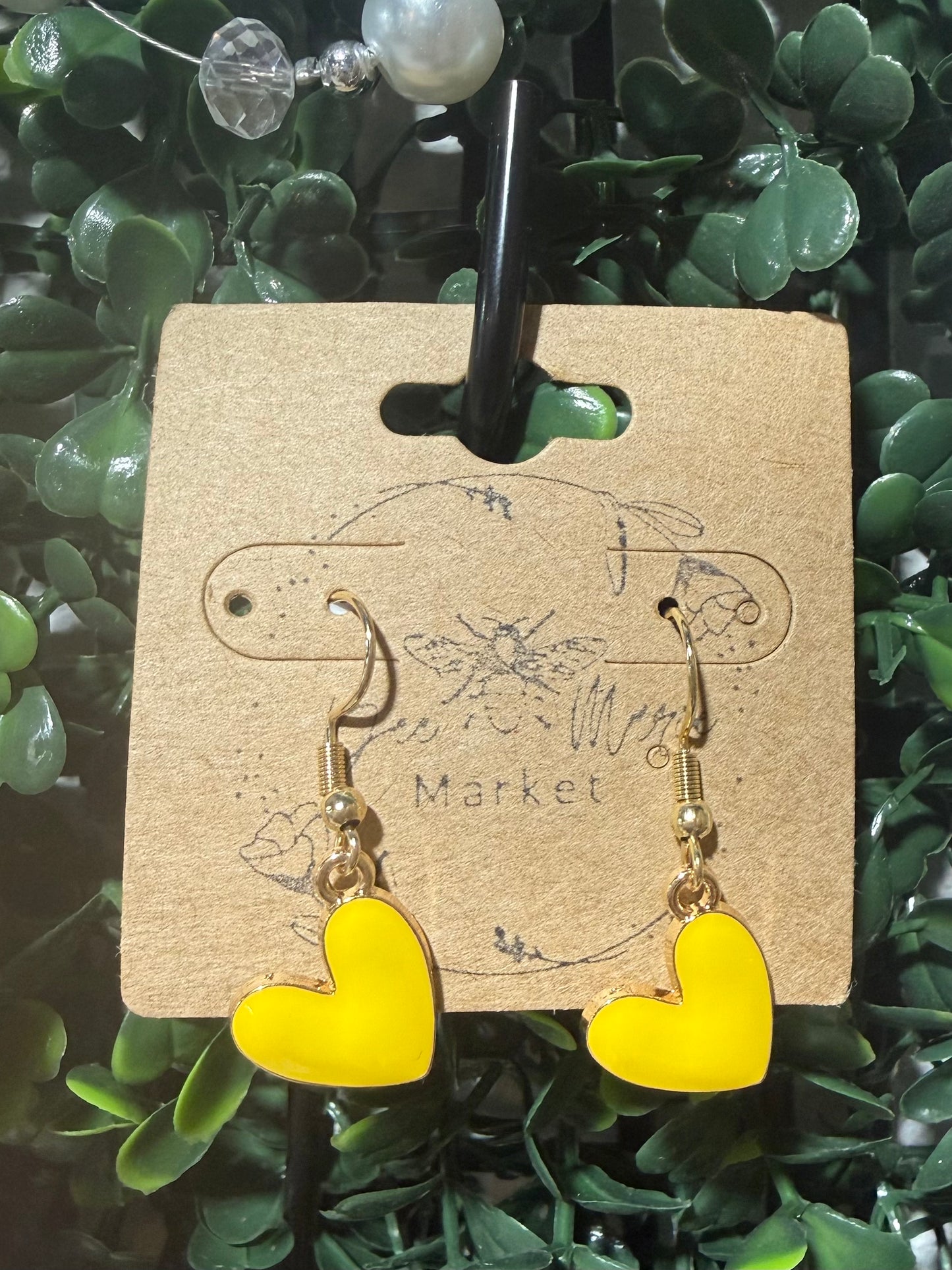 Yellow Heart Earrings