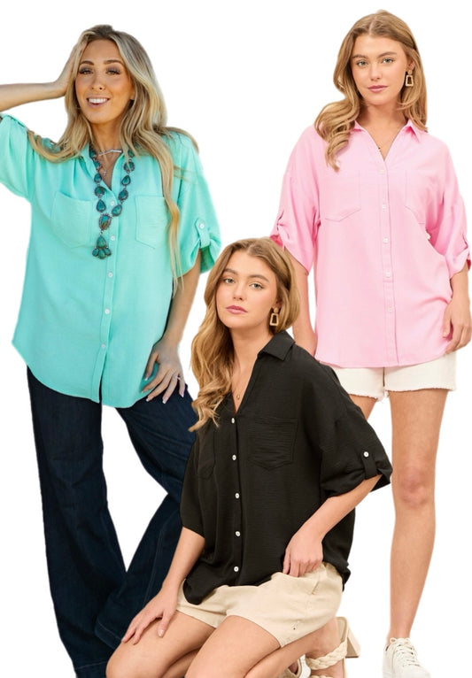 Woven Button Up Top