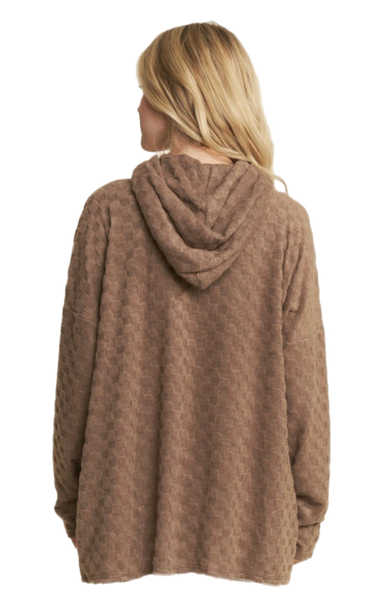 Plush Textured 3/4 Zip Hoodie