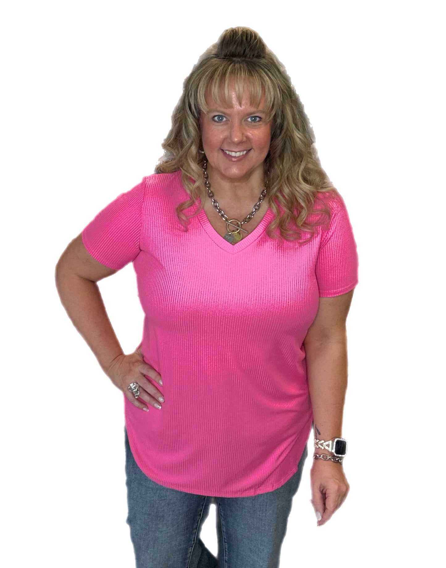 Ribbed V-Neck Top