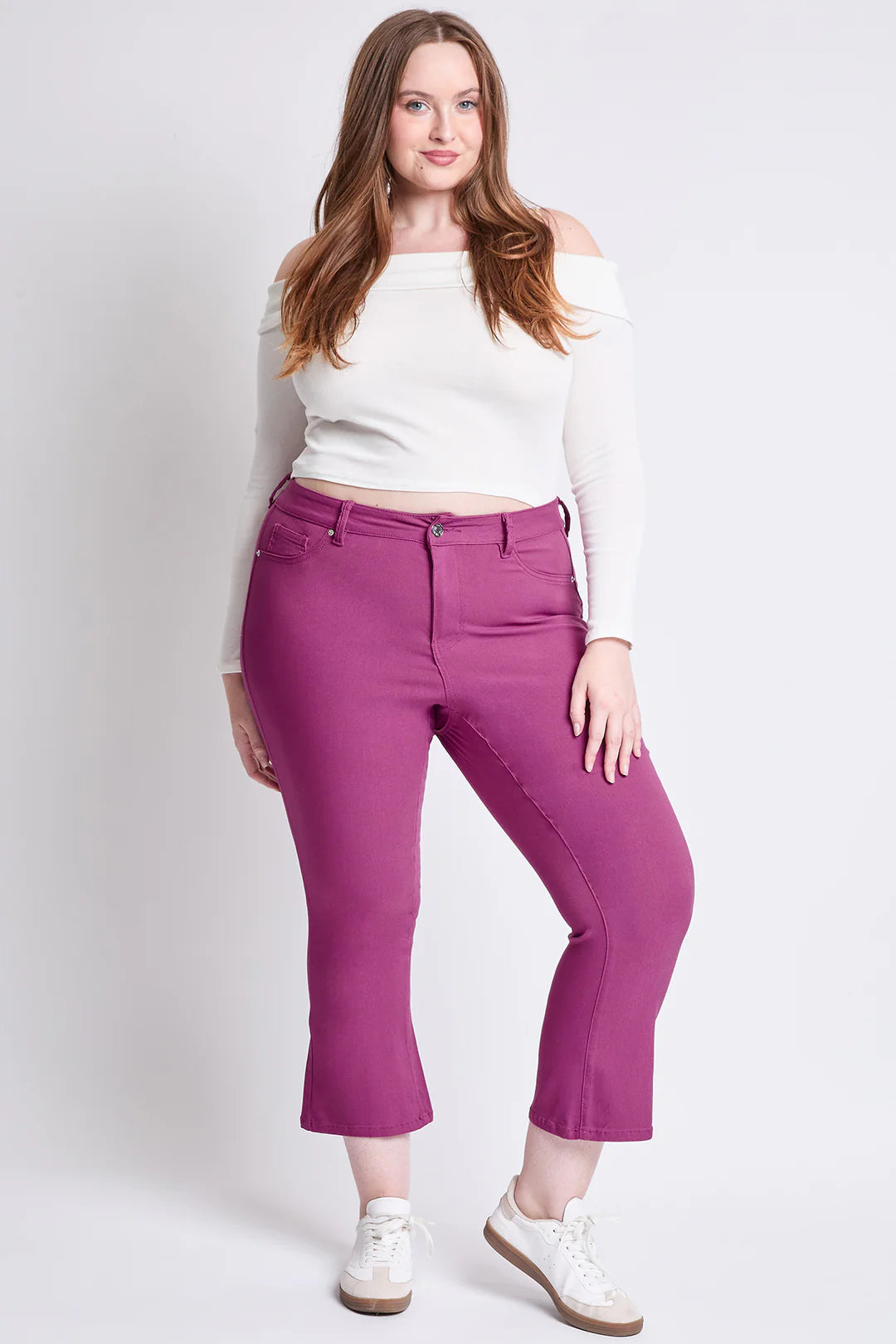 Crop Kick Flare Pant In Magenta