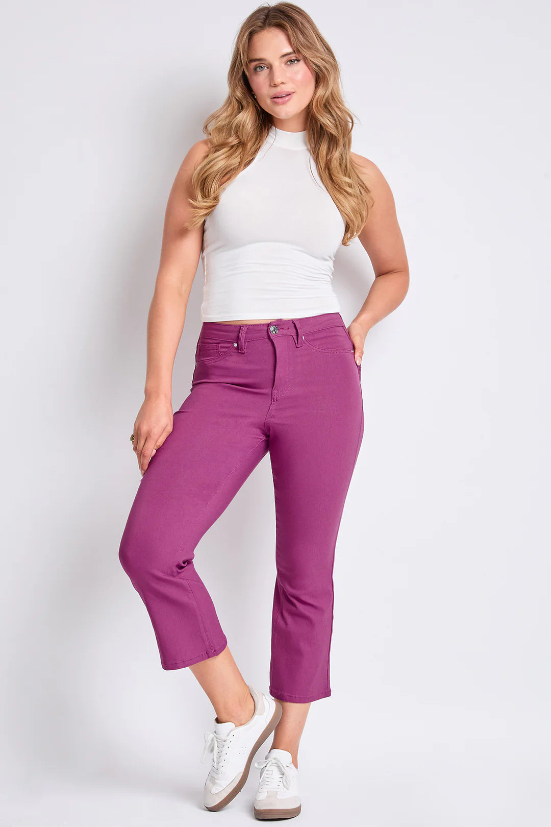 Crop Kick Flare Pant In Magenta