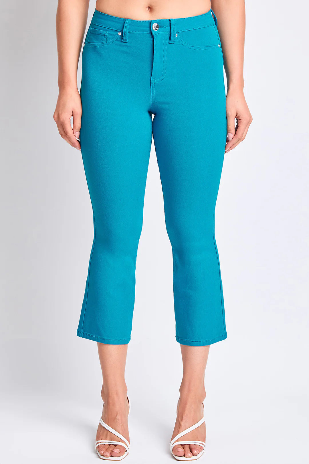 Crop Kick Flare Pant In Turquoise