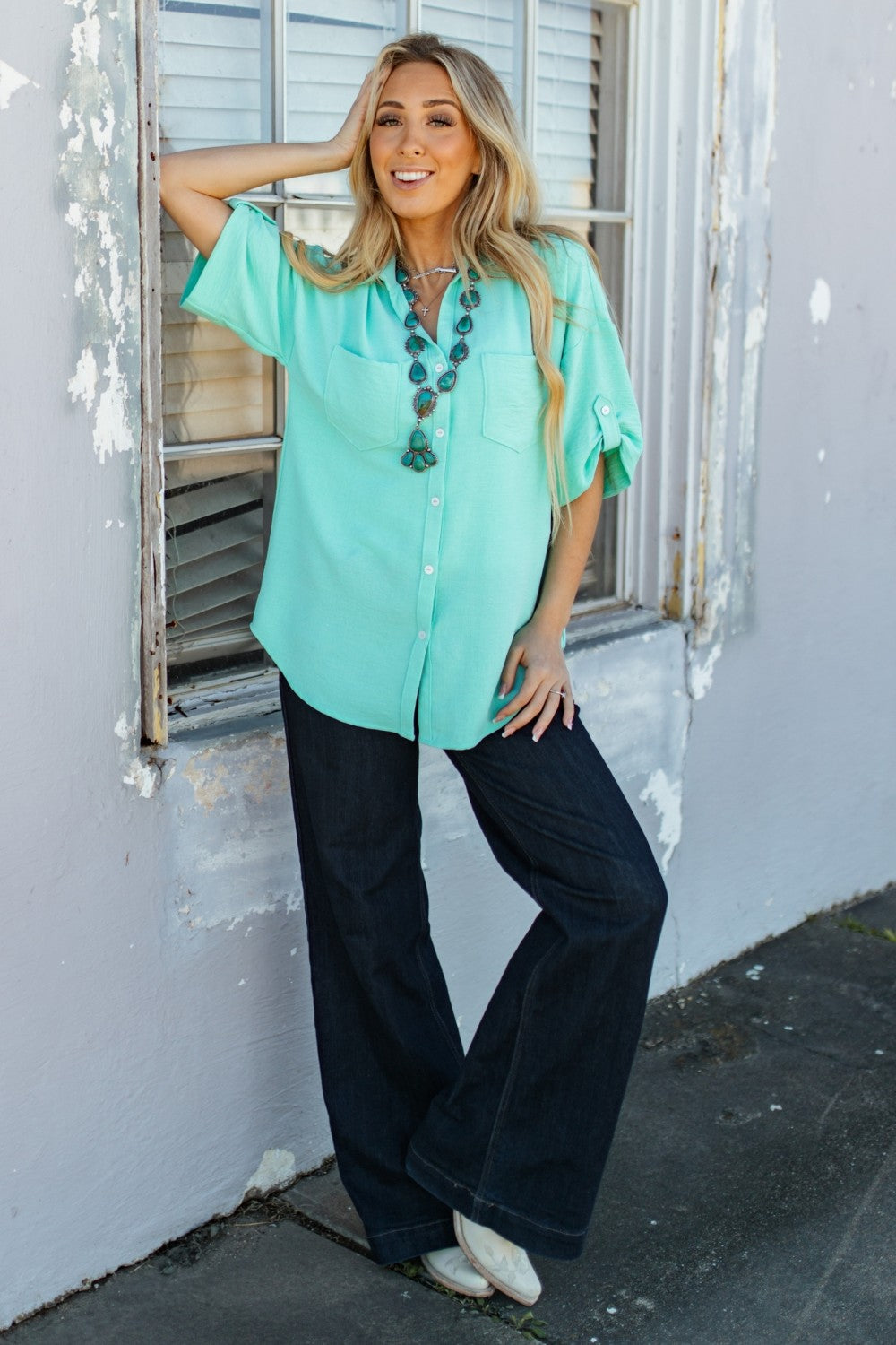 Woven Button Up Top