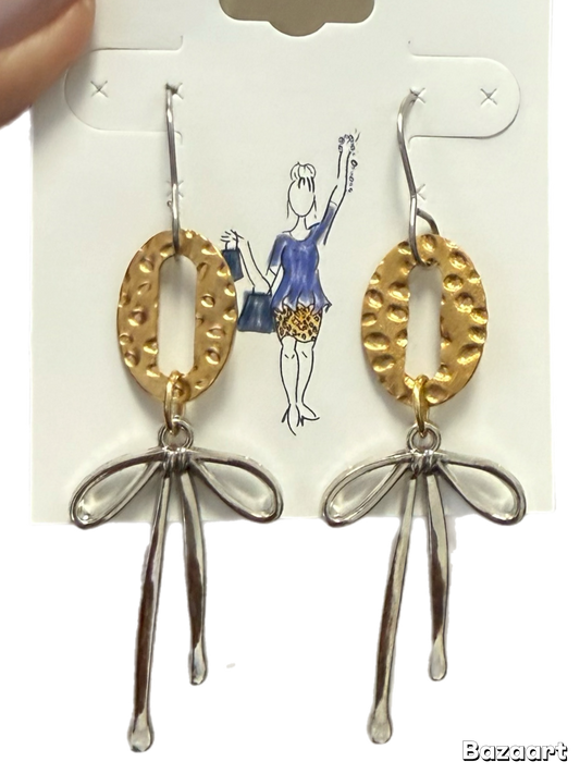 Mixed Metal Bow Earrings