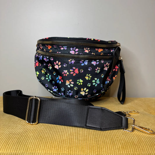 Paw Print Nylon Crossbody Bag