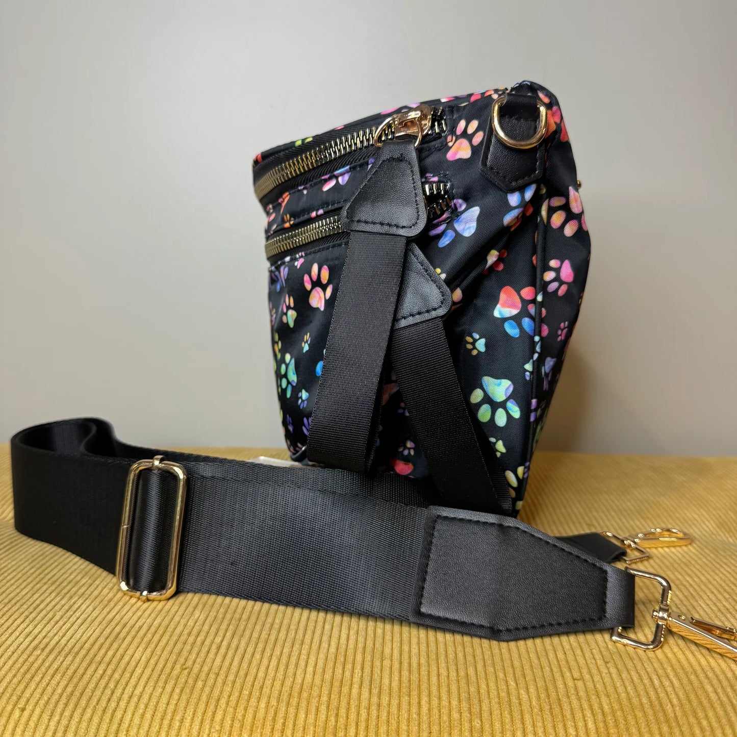 Paw Print Nylon Crossbody Bag