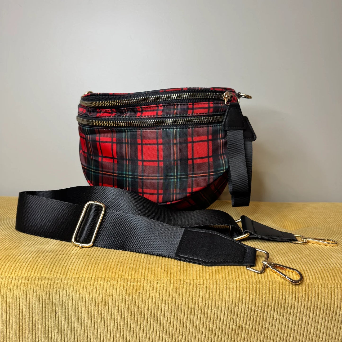 Plaid Nylon Crossbody Bag