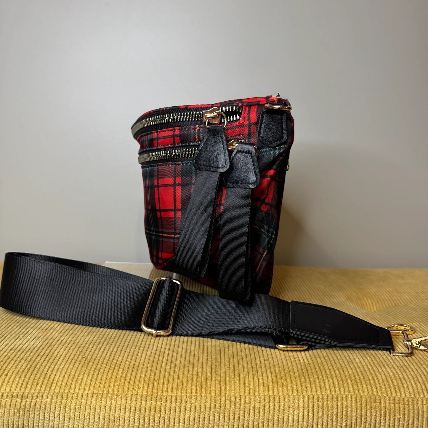 Plaid Nylon Crossbody Bag