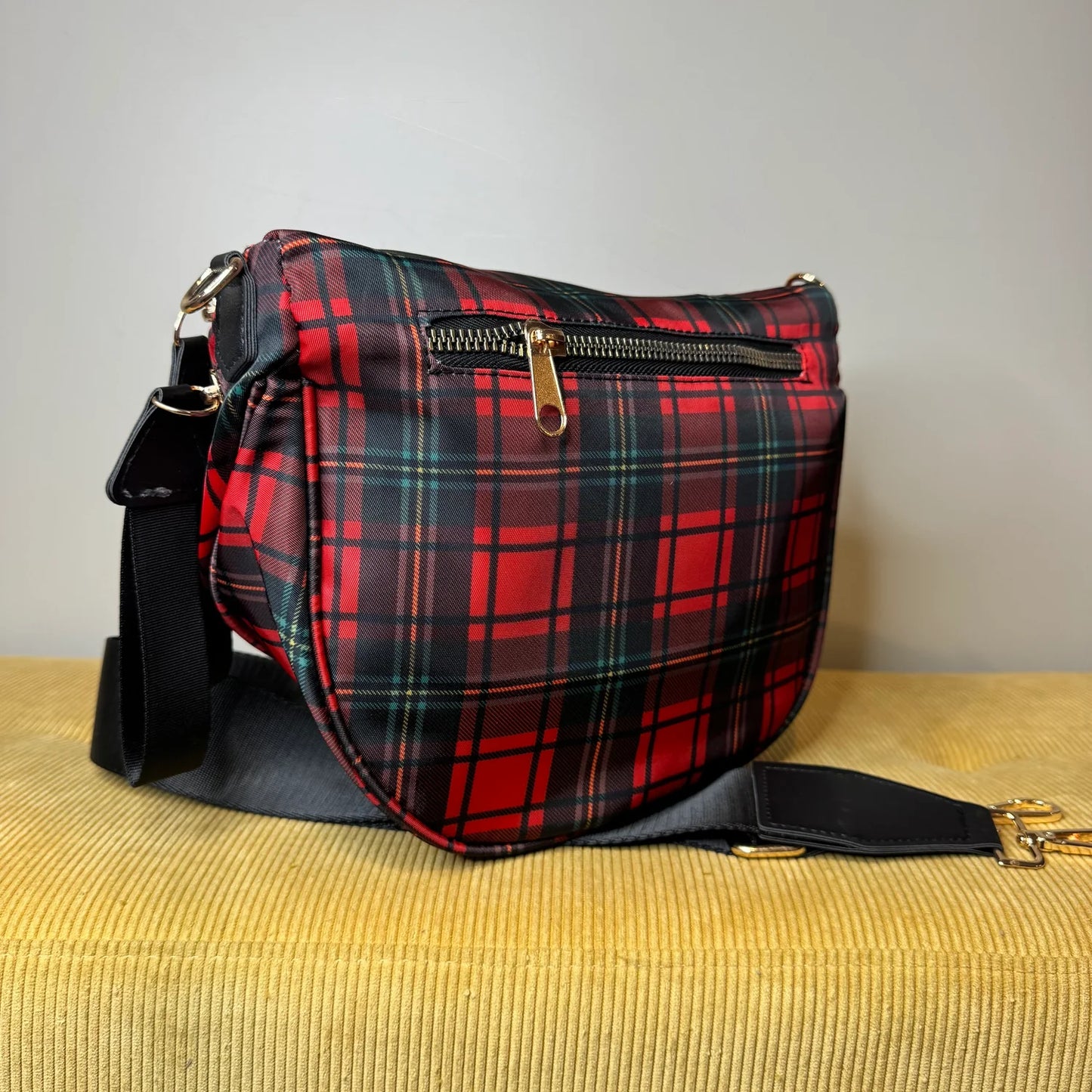 Plaid Nylon Crossbody Bag