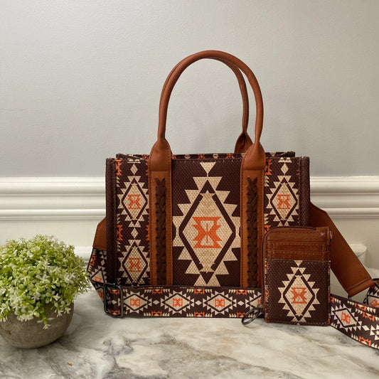 Arizona Tote Bag & Card Wallet in Dark Brown