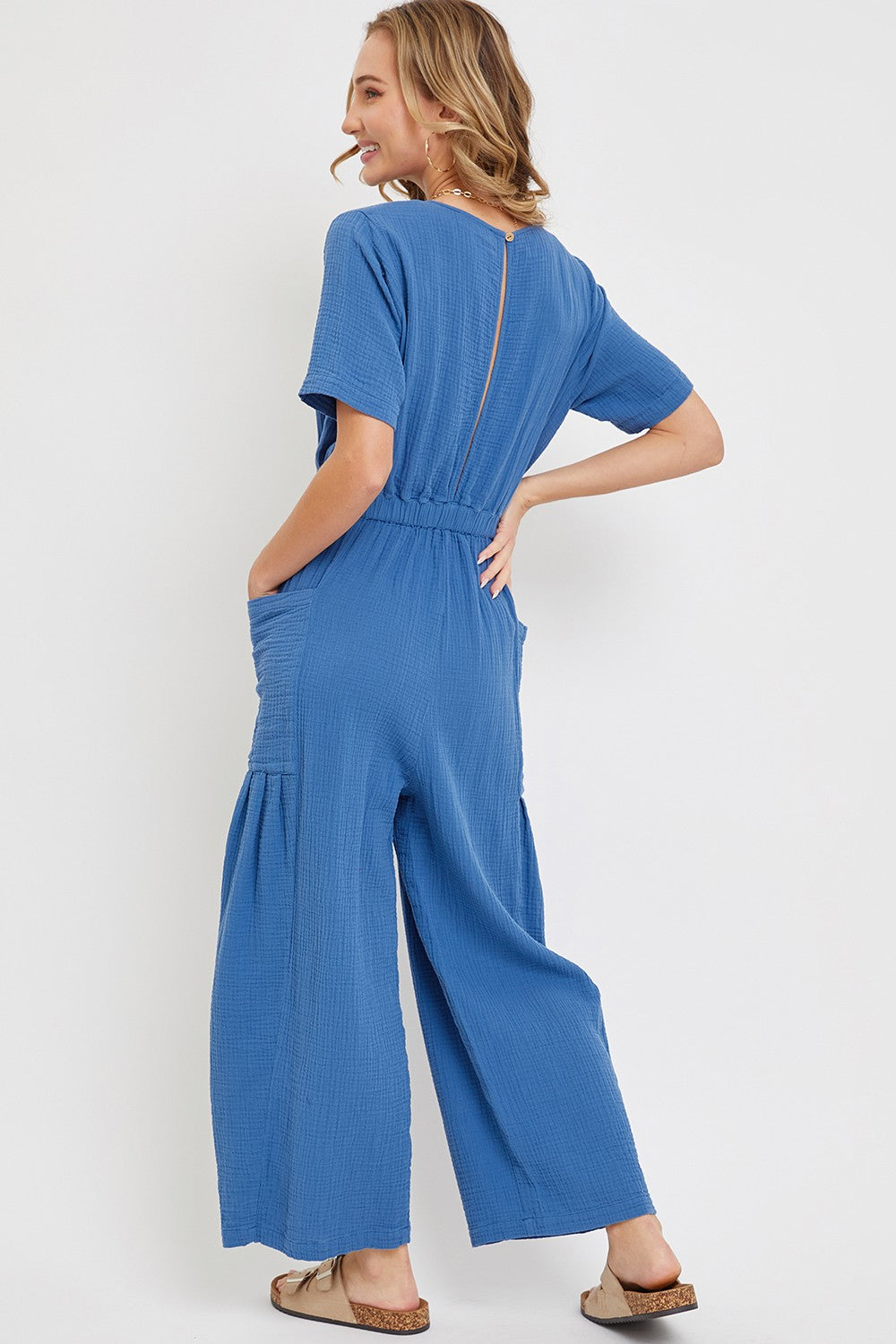 Cotton Gauze Jumpsuit in Indigo