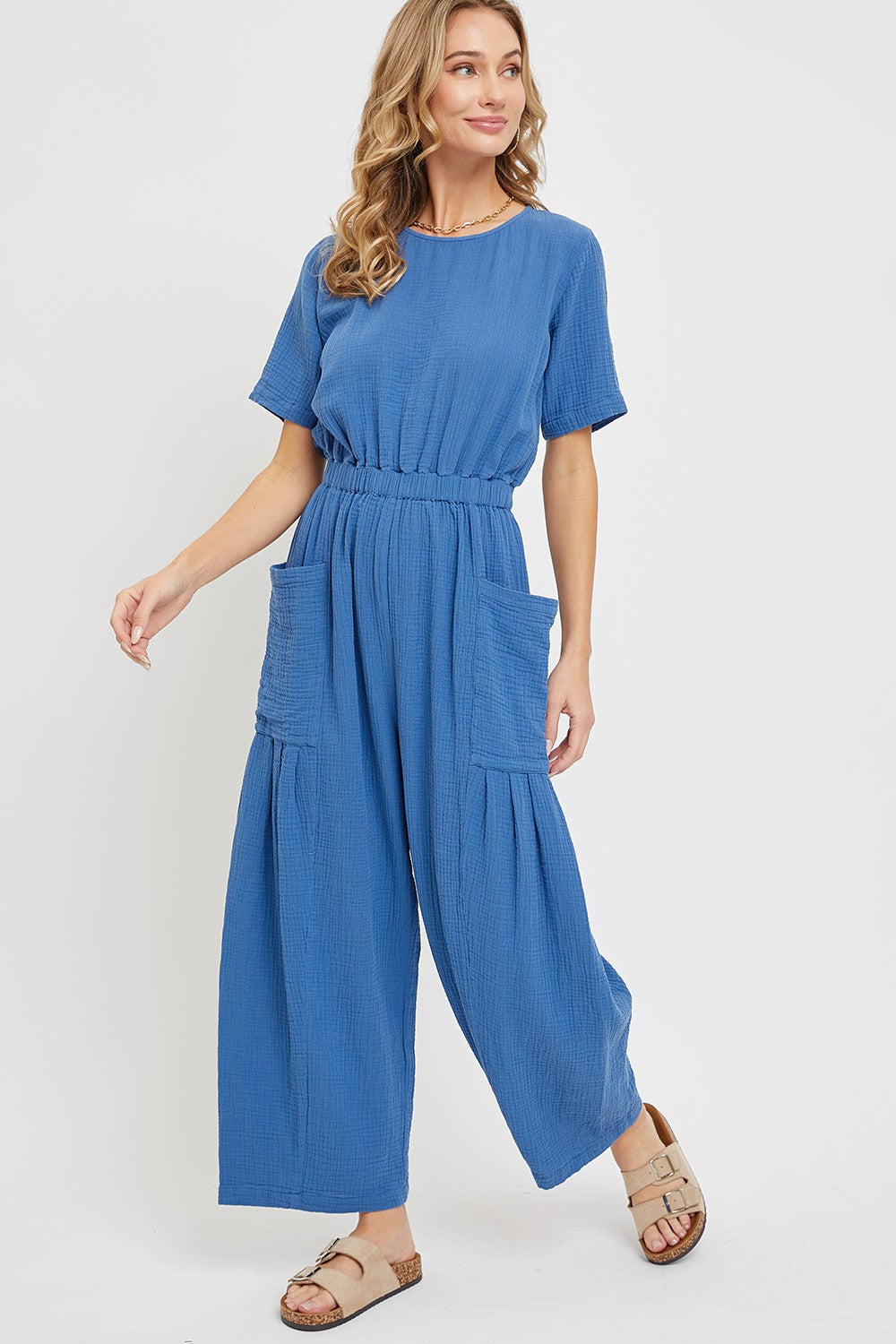 Cotton Gauze Jumpsuit in Indigo