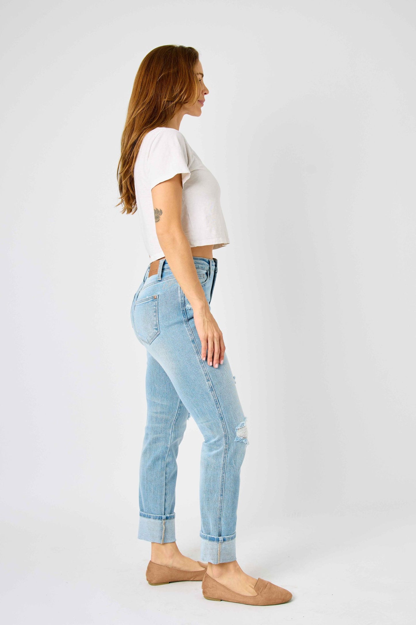 Judy Blue Mid Rise Star Pocket Boyfriend Denim